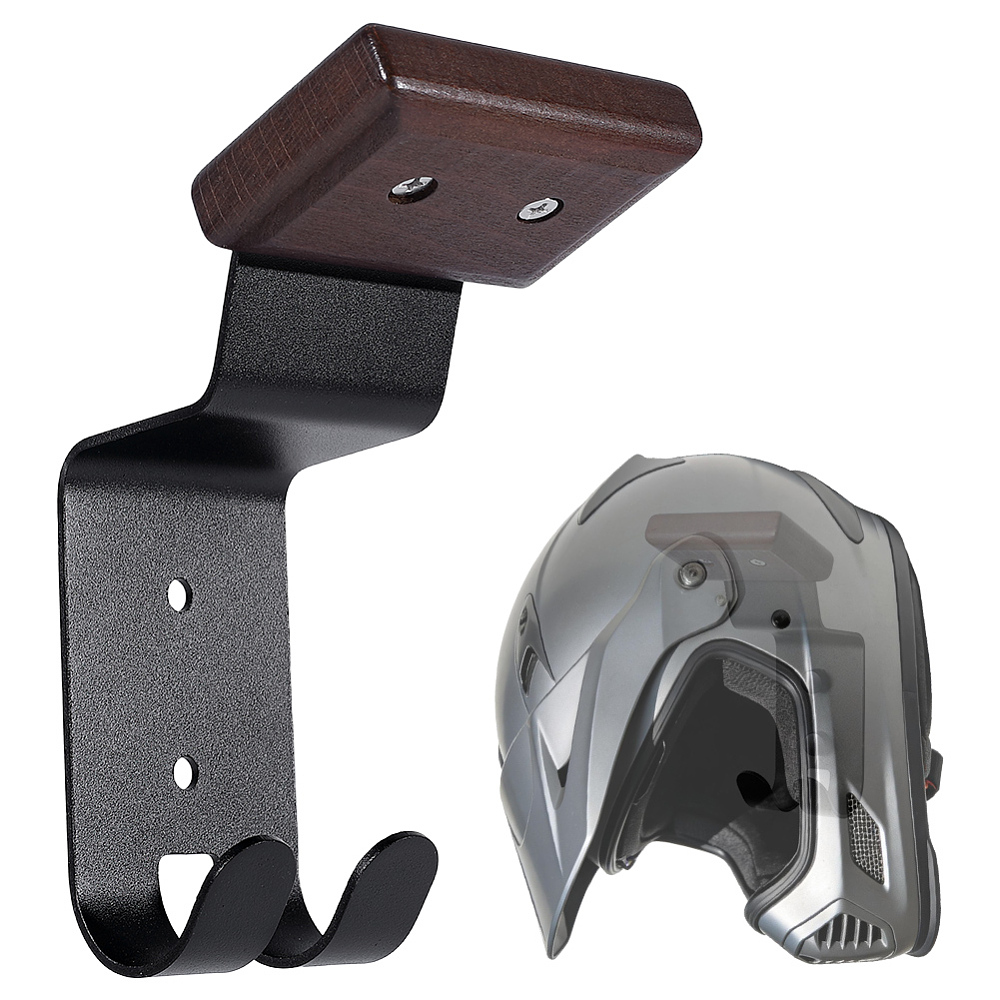 Motorcycle Gear Display Rack - ブラックオートバイヘルメットホルダーヘルメット壁掛けギアラック木製マウントスタンド5.5x2.8x3.6インチスキーギアキー収納ディスプレイ用