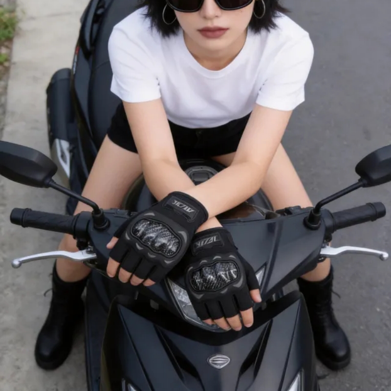 Xxl Motorcycle Gear - VEMAR ハーフフィンガーオートバイグローブ夏通気性メッシュハードシェル保護具オートバイモトクロス乗馬グローブ M-XXL