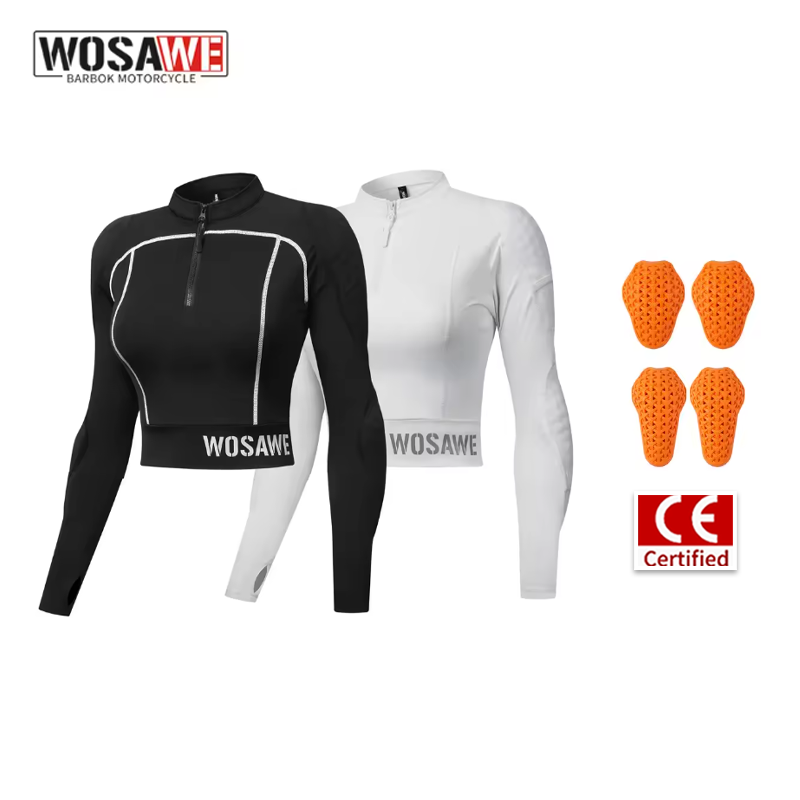 Motorcycle Gear Jacket Women - WOSAWE レディース バイクライディングシャツ 夏用 通気性 クロップジャケット