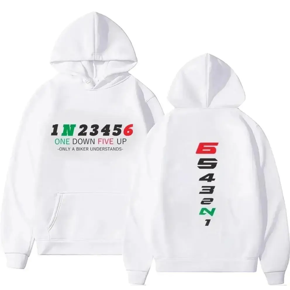Motorcycle Gear Hoodie - メンズパーカー男性プルオーバー服オーバーサイズスウェットシャツ1N23456オートバイギアバイカーハートビートプリントグラフィック