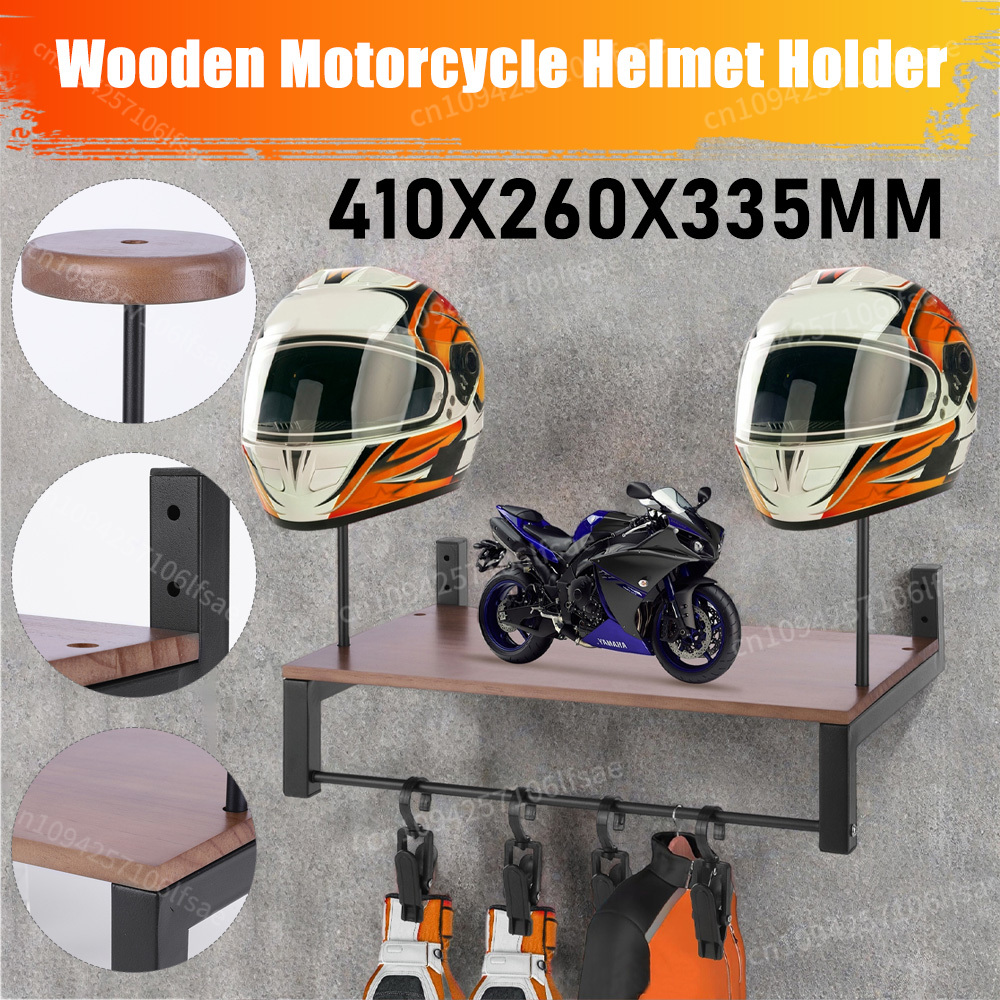 木製ディスプレイラックオートバイアクセサリー用壁掛けヘルメッ - Motorcycle Gear Display Rack のレビューと価格