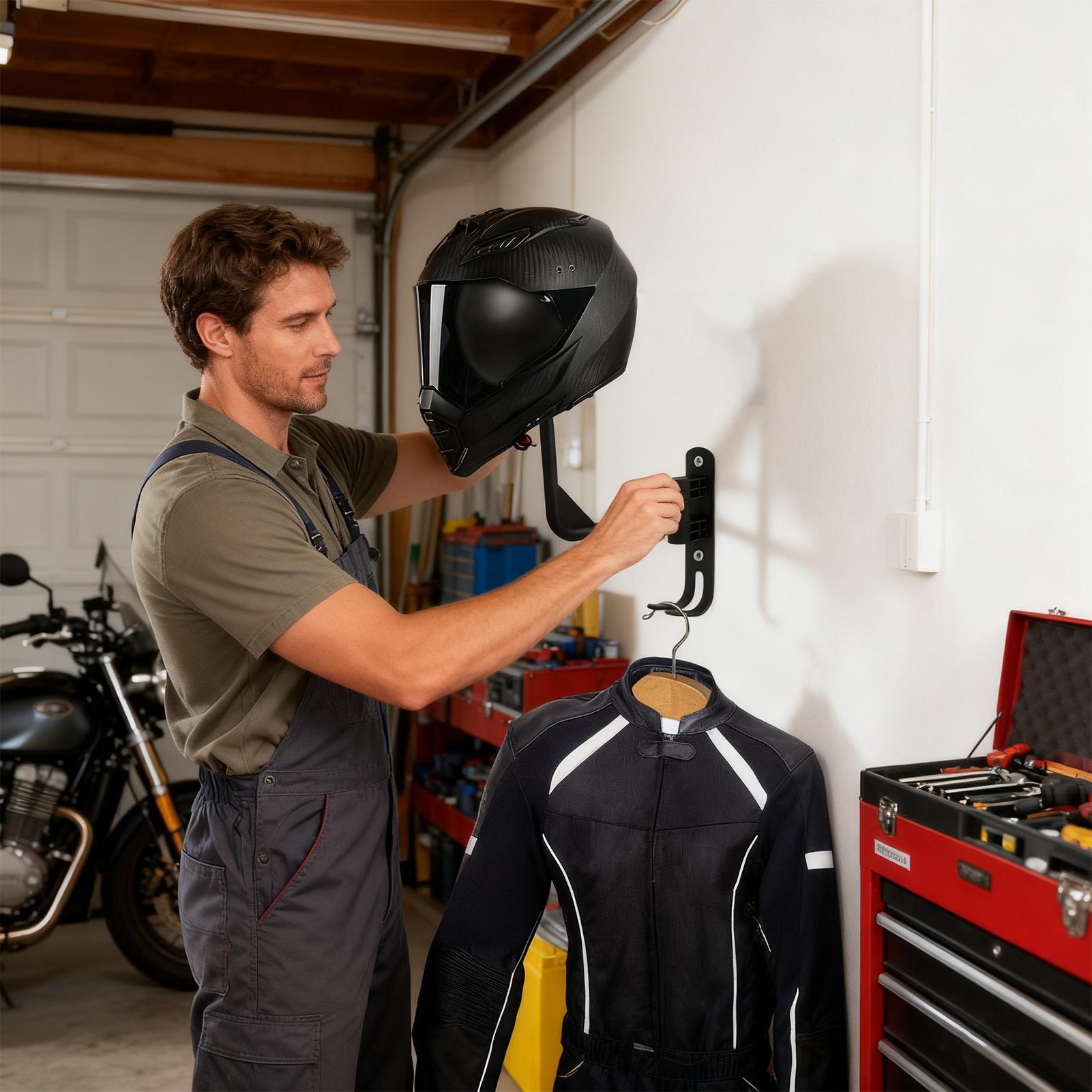 オートバイヘルメットフック壁掛けディスプレイラックヘルメット - Motorcycle Gear Display Rack のレビューと価格