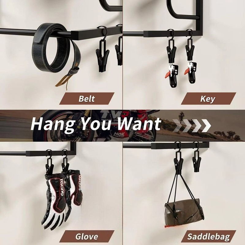 木製壁掛けヘルメットホルダー、オートバイヘルメットディスプレ - Motorcycle Gear Display Rack のレビューと価格