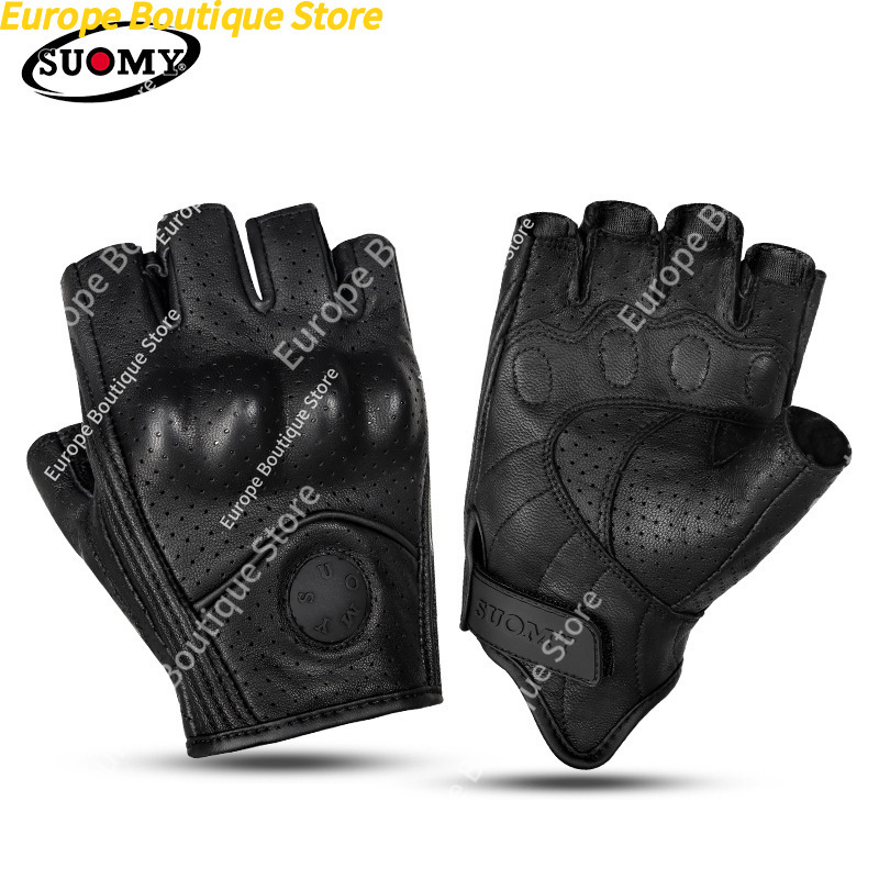 レトロハーフフィンガーオートバイグローブ本革夏用落下防止通気 - Motorcycle Gear Sleeve のレビューと価格