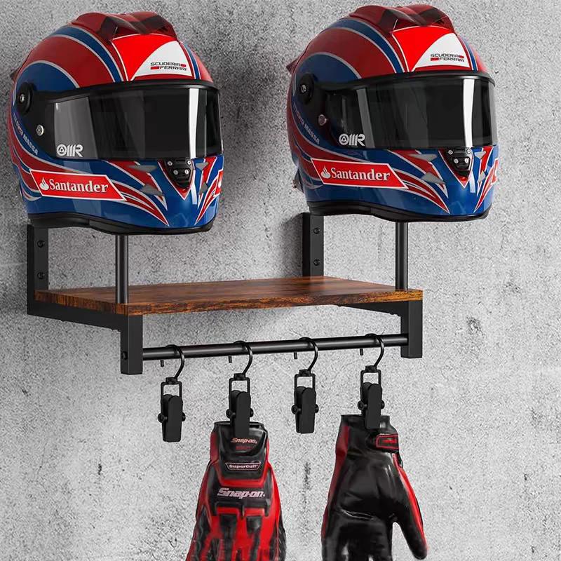 壁掛け木製ヘルメットホルダー、バイクヘルメットラック、ジャケ - Motorcycle Gear Display Rack のレビューと価格