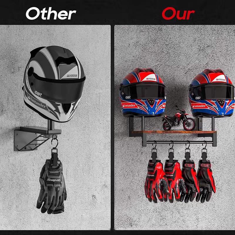 壁掛け木製ヘルメットホルダー、バイクヘルメットラック、ジャケ - Motorcycle Gear Display Rack のレビューと価格