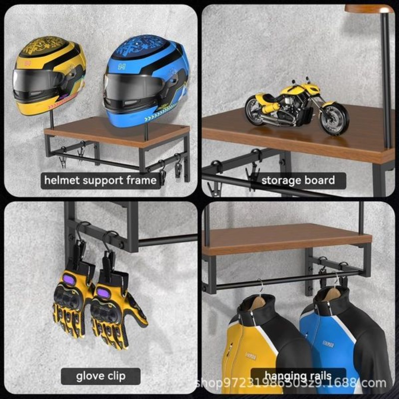 壁掛け木製ヘルメットホルダー、バイクヘルメットラック、ジャケ - Motorcycle Gear Display Rack のレビューと価格