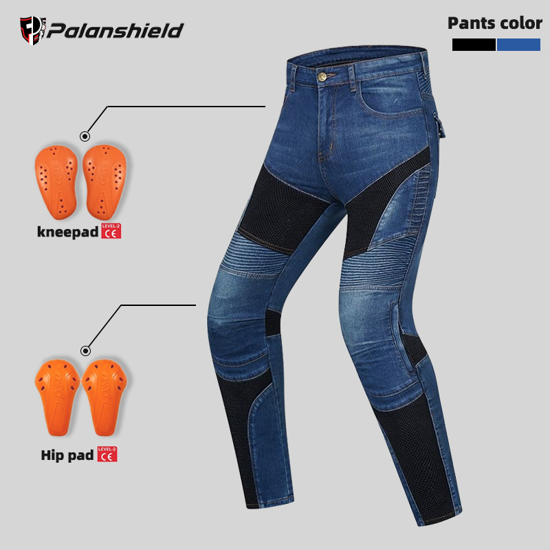 オートバイ屋外男性パンツ防具乗馬ツーリング青黒バイクズボン膝 - Motorcycle Gear Blue のレビューと価格