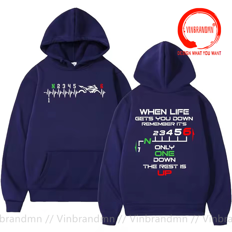 1N23456 オートバイギアシフトワンアップファイブダウン - Motorcycle Gear Hoodie のレビューと価格