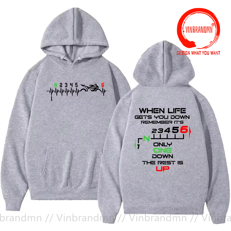 1N23456 オートバイギアシフトワンアップファイブダウン - Motorcycle Gear Hoodie のレビューと価格