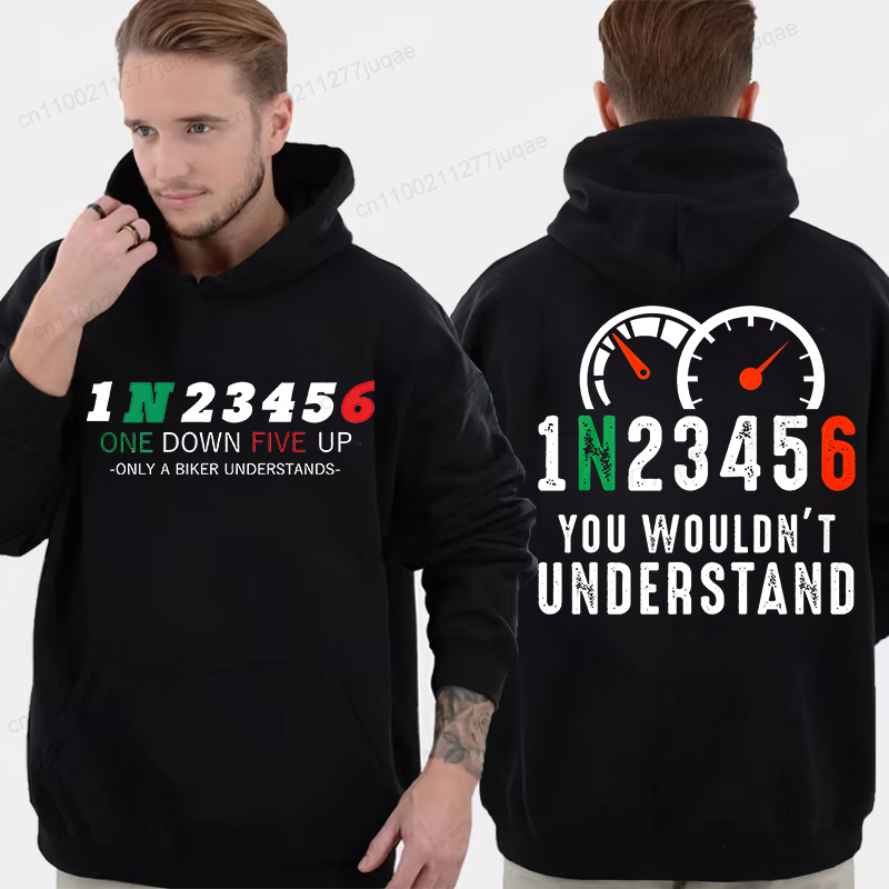 新しいメンズトレンディなフード付きスウェットシャツ、1N23 - Motorcycle Gear Hoodie のレビューと価格