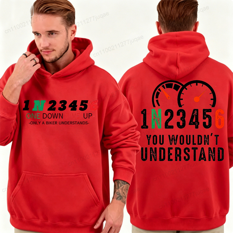 新しいメンズトレンディなフード付きスウェットシャツ、1N23 - Motorcycle Gear Hoodie のレビューと価格